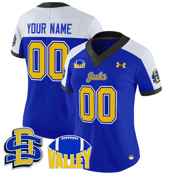 Women's Blue South Dakota State Jackrabbits Active Player Custom Alternate 2025 F.U.S.E. Vapor Limited Stitched Football Jersey(Run Small)